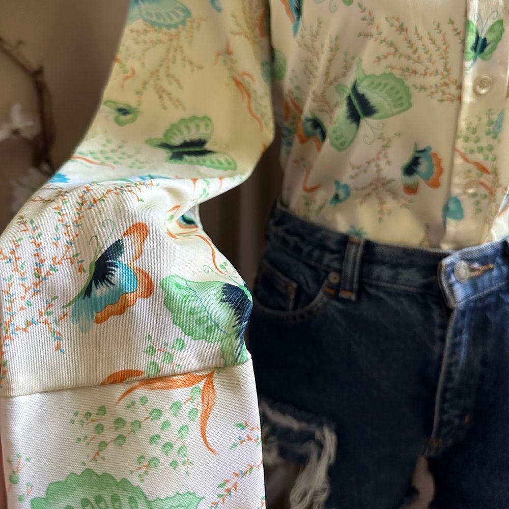 Y2K Style Retro Cottagecore Colorful Butterfly Button Up Shirt - Picture 4 of 10